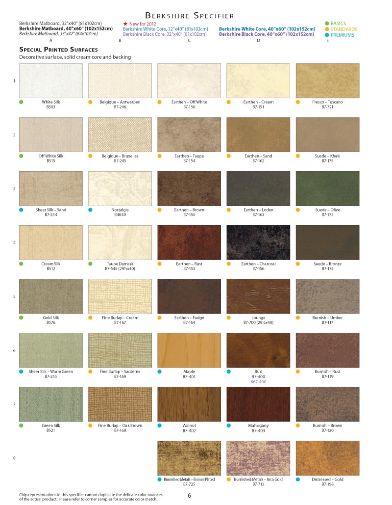 Berkshire Mat Color Specifier Page#8